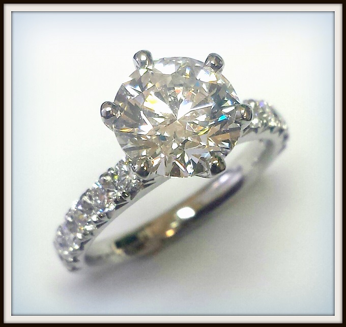 2 carat E Colour Round Brilliant Cut Diamond in Platinum Ring (1)