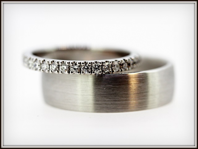 Diamond Wedding Ring Gents Matte Finished Ring 18ct White Gold 1