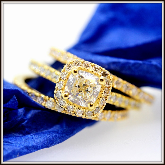 Matching Bridal Set 18ct Yellow Gold Diamond Ring Set 1