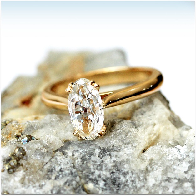 BMRW 83pt Oval Diamond Yellow Gold Engagement Ring Custom