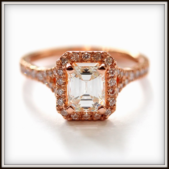 1.2ct Emerald Cut Diamond Custom Rose Gold Engagement Ring Torres Jewel co Melbourne 1