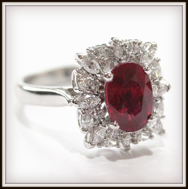 2.22ct Burmese Ruby Marquise Diamonds Custom 18WG Ring Torres Jewel co 1