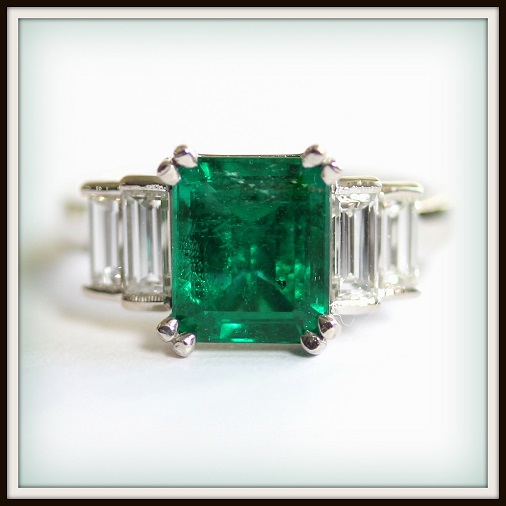 Emerald and Diamond Ring Custom Engagement Ring Torres Jewel co (1)
