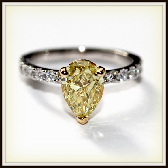 Pear Shape Yellow Diamond Custom Engagement Rings Torres Jewel co 1