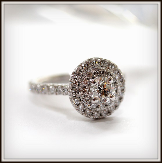 0.50ct Double Halo Round Diamond Custom Engagement Ring Torres Jewel co Melbourne