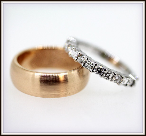 Rose Gold Gents Ring Fingerprint Round Brilliant Cut Asscher Cut Wedding Bands Custom Torres Jewel co Melbourne